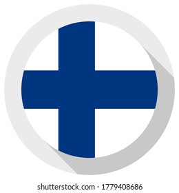 Flagge Finnlands, runde Form auf weißem Hintergrund, Vektorgrafik
