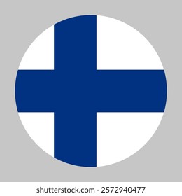 Flag of Finland round shape, national symbol