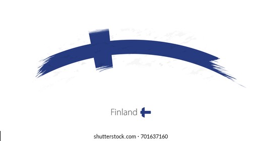Flag of Finland in rounded grunge brush stroke. Vector illustration.