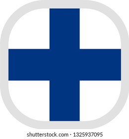 Flag of Finland. Rounded square icon on white background, vector illustration.