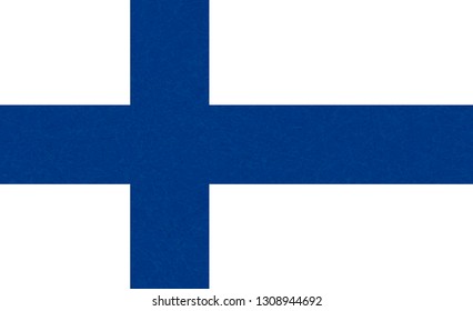Flag of Finland. Scandinavian northern country. Isolated Finnish banner with scratched texture, grunge. Flat style, vector with noise, marble textured background. Square.