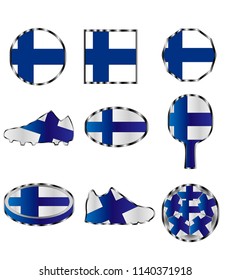 flag of Finland, set of different icons of the color of the flag of Finland