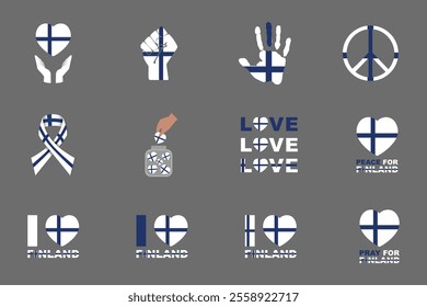 Flag of Finland Set, Original and simple Finland flag Bundle, vector illustration of Finland flag Collection
