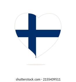 Flag of Finland in the shape of a heart on a white background. Finland flag vector illustration