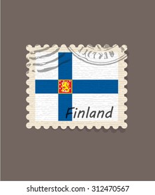 Flag of Finland Stamp Vector
