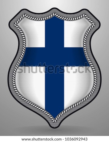 Flag of Finland. Vector Badge and Icon with Central Glossy National Symbol