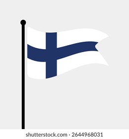 Bandeira da Finlândia. Design de ícone de ilustração de vetor da bandeira da Finlândia. Bandeira de mastro flutuante.