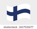 Flag of Finland. Finland wavy flag digital vector illustration.