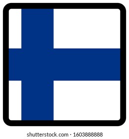 Flag Finnisch in Form von Quadrat mit kontrastfarbenen Konturen, Social Media Kommunikation Zeichen, Patriotismus, ein Knopf zum Umschalten der Sprache auf der Website, ein Symbol.