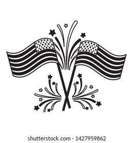 flag and fireworks american happy independence day vector illustration