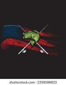 Flag Fish vector art design, eps file. design file for t-shirt. SVG, EPS cuttable design file