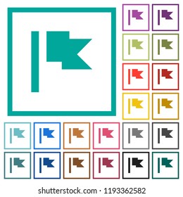 Flag flat color icons with quadrant frames on white background