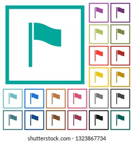 Flag flat color icons with quadrant frames on white background