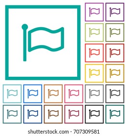 Flag flat color icons with quadrant frames on white background