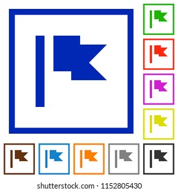 Flag flat color icons in square frames on white background