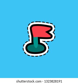 Flag flat color sticker with stitch contour