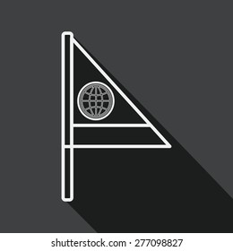 Flag flat icon with long shadow, line icon