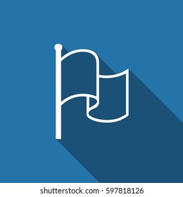 Flag flat icon with long shadow. Vector Illustration