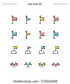 Flag flat icon set. Collection of high quality outline symbols for web design, mobile app. Flag vector thin line icons or logo.