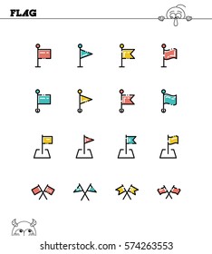 Flag flat icon set. Collection of high quality outline symbols for web design, mobile app. Flag vector thin line icons or logo.