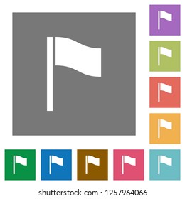 Flag flat icons on simple color square backgrounds
