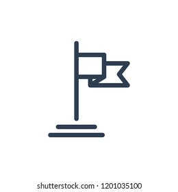 flag flat symbol. Line art vector