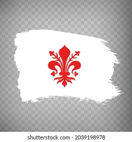 Flag of Florence brush strokes. Flag Florence city of  Tuscany region on transparent background for your web site design, app, UI. Italy. EPS10.