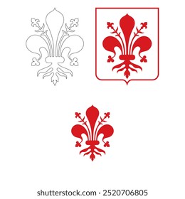 Flag Of Florence Vector Illustration. Coat Of Arms Of Florence - Tuscany, Italy
