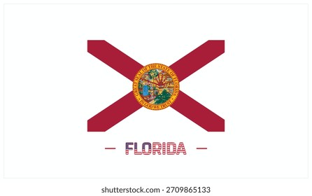 Flagge von FLORIDA auf weißem Hintergrund, Bearbeitbare Vektorgrafik der FLORIDA-Flagge, Design des Nationalfeiertags, Fahne von FLORIDA flat design, US-Bundesstaat