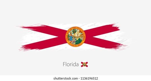 Flag of Florida US State, grunge abstract brush stroke on gray background.Vector illustration.