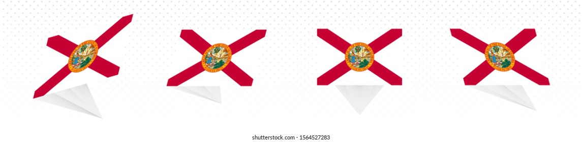 Flag of Florida US State in modern abstract design, vector flag set.