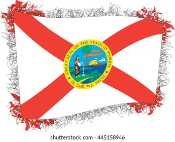 Flag of Florida. Vector illustration of a stylized flag. Shaggy edge.