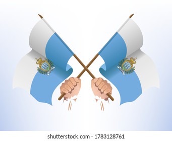 The flag fluttered across from the country of San Marino