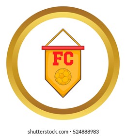 Flag football team vector icon in golden circle, cartoon style isolated on white background
