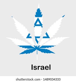 Flag in the form of a cannabis leaf. The concept of legalization of marijuana, cannabis in Israel
