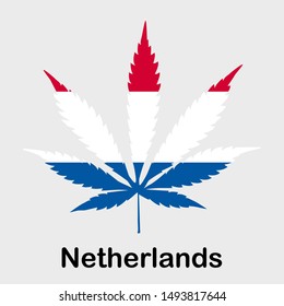 Flag in the form of a cannabis leaf. The concept of legalization of marijuana, cannabis in the Netherlands