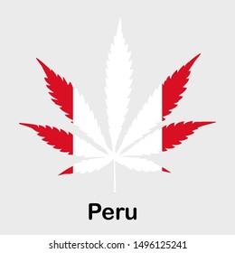 Flag in the form of a cannabis leaf. The concept of legalization of marijuana, hemp in Peru