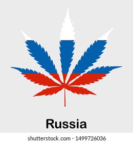 Flag in the form of a cannabis leaf. The concept of legalization of marijuana, cannabis in Russia