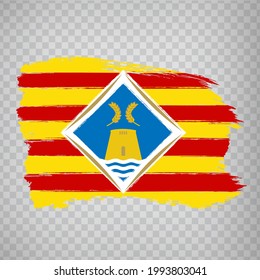 Flag of  Formentera brush strokes. Flag Formentera of the Balearic Islands on transparent background for your web site design,  app, UI. Kingdom of Spain. Stock vector.  EPS10.