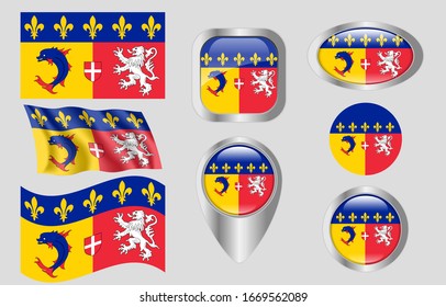 The Flag of Rhône-Alpes, France