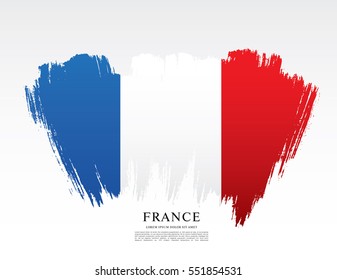 Flag of France, brush stroke background