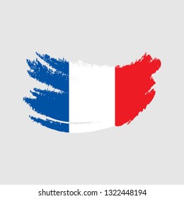 Flag of France with brush stroke effect vector illustration