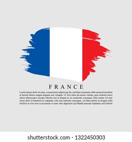 Flag of France with brush stroke effect and information text vector illustration
