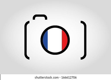 The flag of France in a Camera Lens