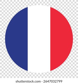Bandeira da França. França círculo bandeira ícone logotipo ícone computador vetor ilustração design. Fundo de tabuleiro de xadrez transparente.