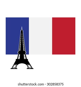 Flag of France and Eiffel tower