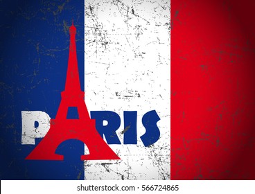 Flag of France and Eiffel tower