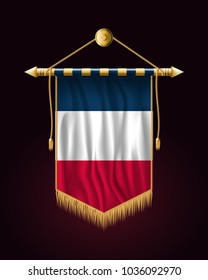 Flag of France. Festive Vertical Banner. Wall Hangings with Gold Tassel Fringing