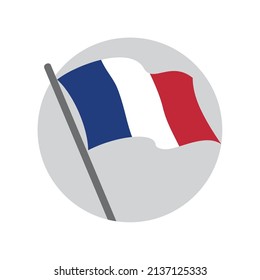 Flag France flying waving. Vector image