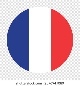 Flag of France. French circle flag flat vector illustration